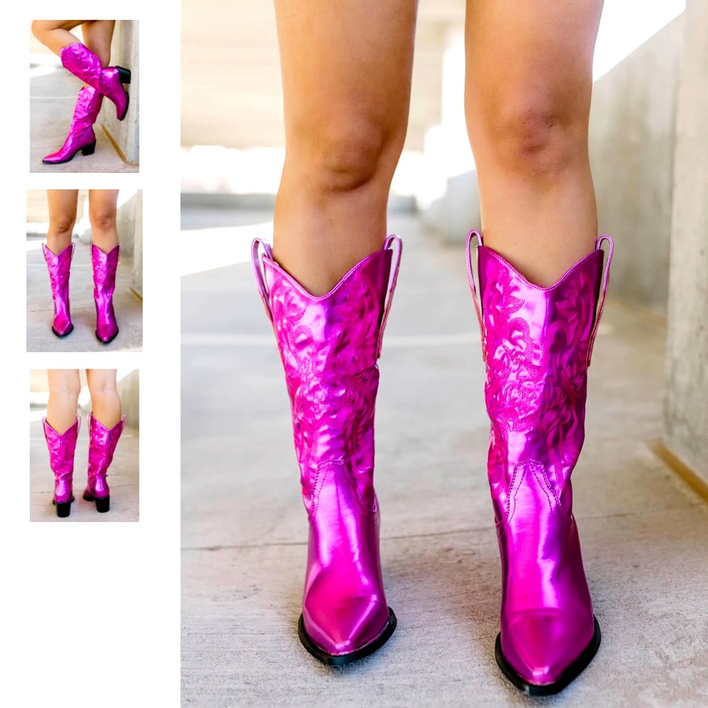 Billini Metallic Cowboy Boots 8